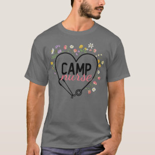 T-shirt Stethoscope floral Coeur Camp de soins infirmiers 