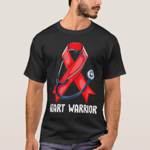 T-shirt Stéthoscope Heart Warrior Rouge Infirmière Maladie
