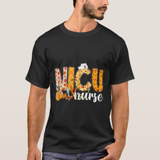 T-shirt Stethoscope Nicu Infirmière Automne Yall Feuilles  (Devant)