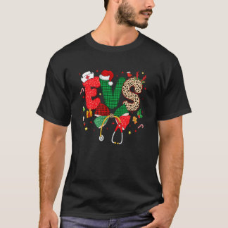 T-shirt Stéthoscope Noël EVS Coquette Bow Soins Cadeau de 