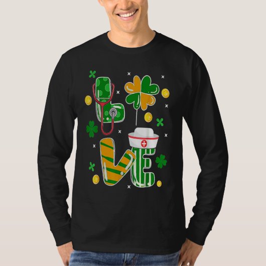 T-shirt Stethoscope Nurse St Patrick's Day Lucky Nurse Sha (Devant)