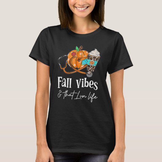 T-shirt Stethoscope Pumkin Appelez Des Vibes Qui LVN Vie F (Devant)