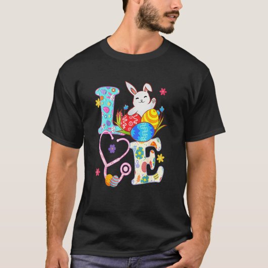 T-shirt Stethoscope Scrub Life Nurse Bunny Jour de Pâques (Devant)