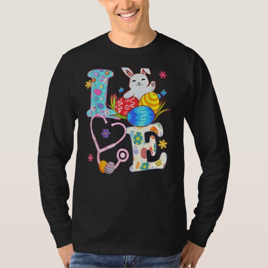T-shirt Stethoscope Scrub Life Nurse Bunny Jour de Pâques  (Devant)