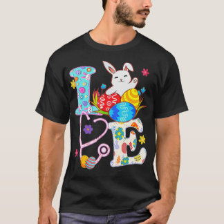T-shirt Stethoscope Scrub Life Nurse Bunny Jour de Pâques 