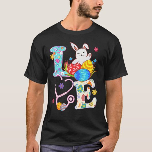 T-shirt Stethoscope Scrub Life Nurse Bunny Jour de Pâques  (Devant)
