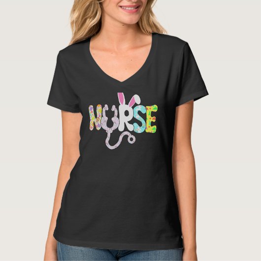 T-shirt Stethoscope Scrub Nurse Life Pâques Jour Mignonne  (Devant)