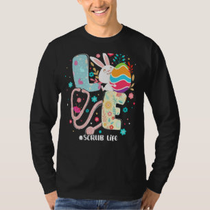 T-shirt Stethoscope Scrub Vie Infirmière Bunny Oreilles Pâ