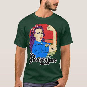T-shirt Stewardess Female Cadeau Retro Participation Vinta