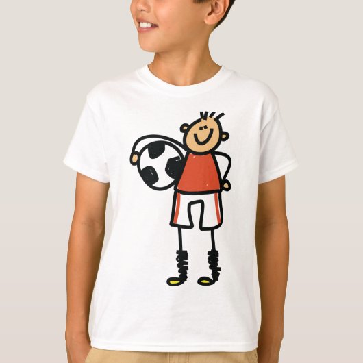 T-shirt Stick Figure Soccer Boy Football Player (Devant)