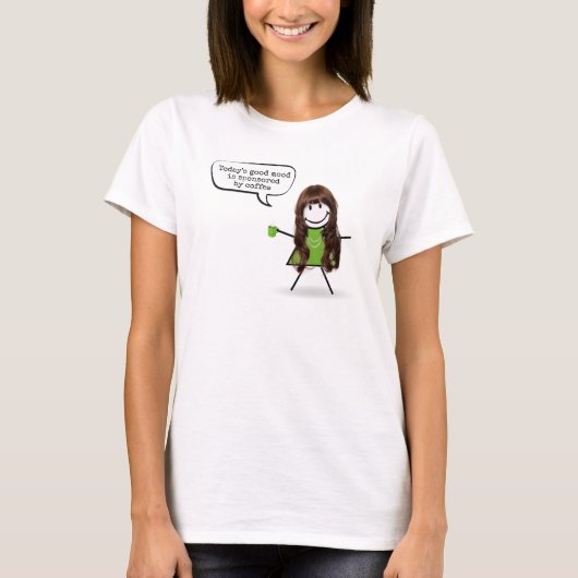 T-shirt Stick Girl Avec Mug De Café Vert (Devant)