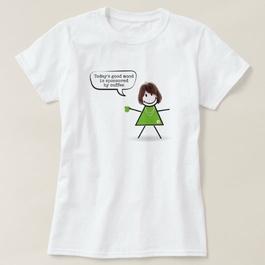 T-shirt Stick Girl Avec Mug De Café Vert (Design devant)