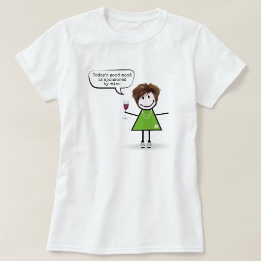 T-shirt Stick Girl avec vin et Basket (Design devant)