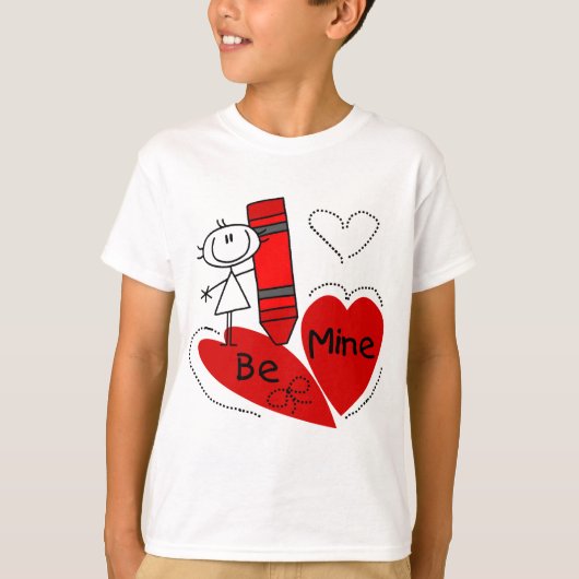 T-shirt Stick Girl Be Mine Valentine (Devant)
