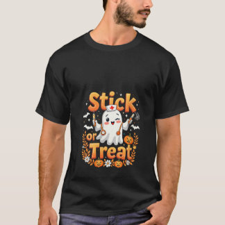 T-shirt Stick Ou Traiter Drôle Fantôme Infirmière Hallowee