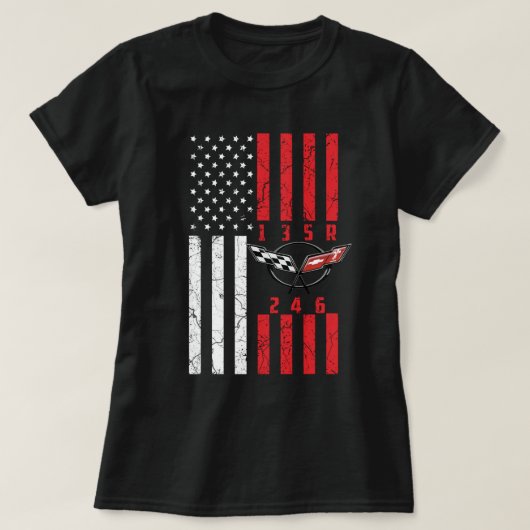 T-shirt Stick Shift American Flag chevrolet corvette 6 Gea (Design devant)