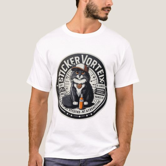 T-shirt Stick Vortex Black Cat Logo Cool Streetwear Cat