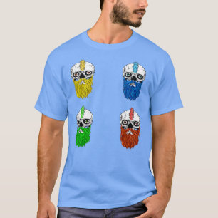 T-shirt Sticker crâne avec barbe arc en ciel