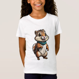 T-Shirt Sticker de dessin adorable Chipmunk avec Turquoise