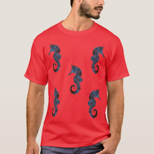 T-shirt Sticker en marbre bleu Seahorse Magnet Pack Cool S