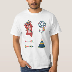 T-shirt Sticker indien Red Bear Set Dreamcatcher