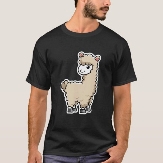T-shirt Sticker Llama Alpaca Garçon fille enfants (Devant)