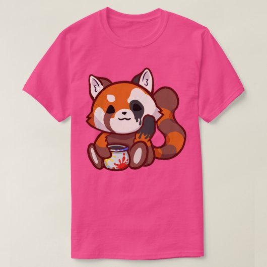 T-shirt Sticker Panda Rouge mignon (Design devant)