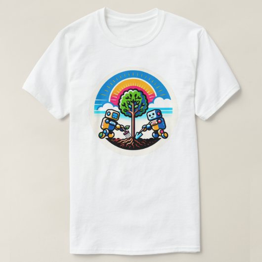 T-shirt Sticker Planteur d'arbre IA Conception robotique é (Design devant)
