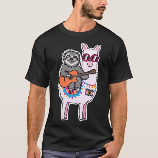 T-shirt Sticker Sloth Llama (Devant)