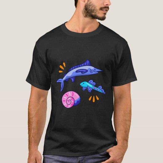 T-shirt Stickers de poisson de combat mignons Stickers hol (Devant)