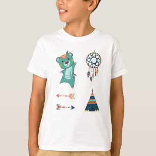T-shirt Stickers Ours Turquoise Indien Tipi
