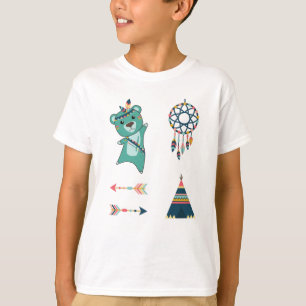 T-shirt Stickers Ours Turquoise Indien Tipi