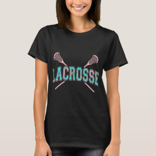 T-shirt Sticks croisés de crosse florale LAX Girly Turquoi