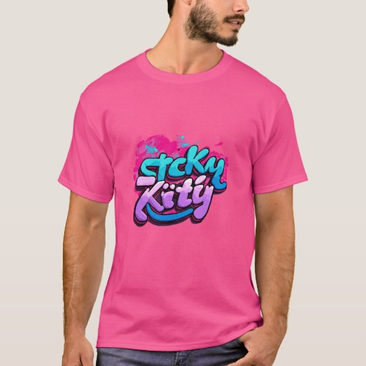 T-shirt Sticky Kitty - Le Tee Purrfect Jouant! (Devant)