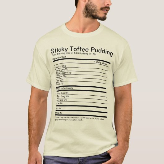 T-shirt Sticky Toffee Pudding Faits nutritionnels (Devant)
