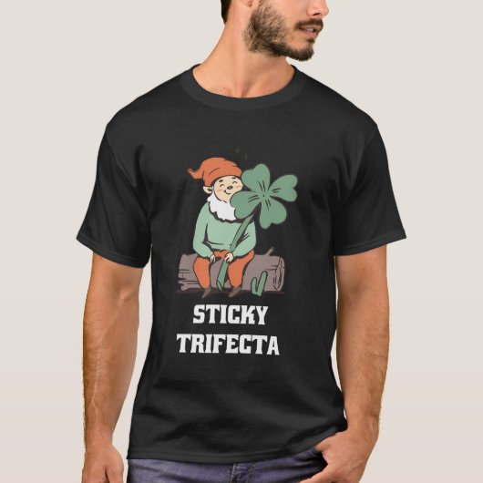 T-shirt Sticky Trifecta Cute Retro Lucky Gnome Designs Pré (Devant)