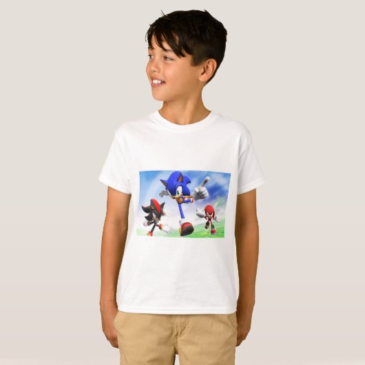 T-shirt. Stijl: Kinderen Basic T-Shirt sonic (Voorkant volledig)