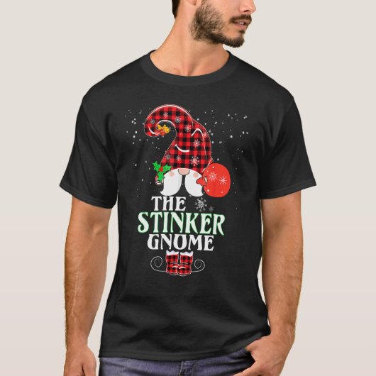 T-shirt Stinker Gnome Buffalo Plaid Matching Family Christ (Devant)