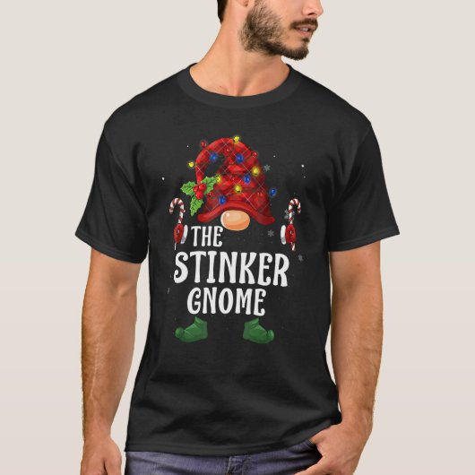 T-shirt Stinker Gnome Buffalo Plaid Matching Family Christ (Devant)