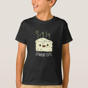 T-shirt Stinkin Cute Funny Cheese Pun Dark BG