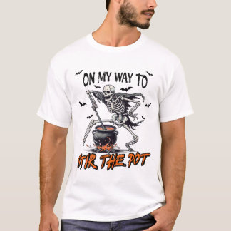T-shirt "Stir Pot" Squelette Éffrayant & Cauldron