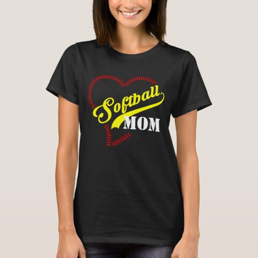 T-shirt Stitch Coeur Softball Maman Personnalisée Femmes N (Devant)