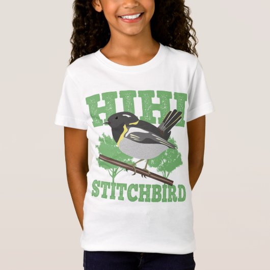 T-Shirt Stitchbird Hihi New Zealand Bird (Devant)