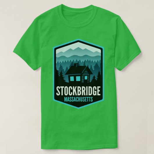 T-shirt Stockbridge Massachusetts Mountain Town Cabine (Design devant)