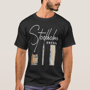T-shirt Stockholm Suède City Skyline Plan Voyage