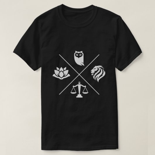 T-shirt Stoic Virtues Wisdom Temperance Justice Courage (Design devant)