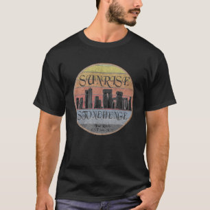 T-shirt Stonehenge Retro Stripey Sunrise True Retro