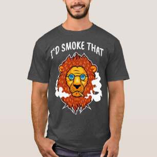 T-shirt Stoner Lion Hippie Chat Fumer Joint Cadeau