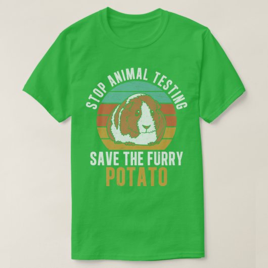 T-shirt Stop Animal Testing Funny Furry Potato For Guinea (Design devant)