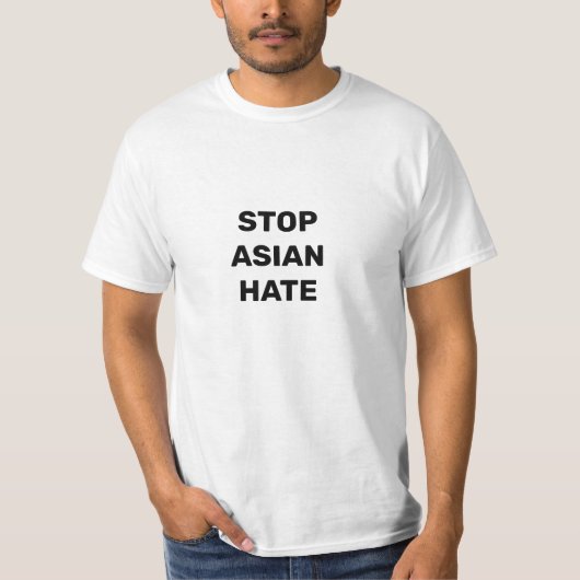 T-shirt Stop Asian Hate noir blanc typographie minimaliste (Devant)